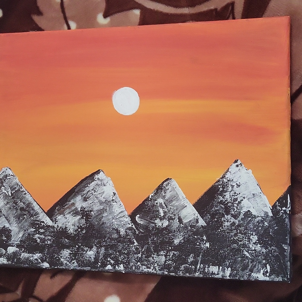 Sunset over the mountains  Acrylic painting